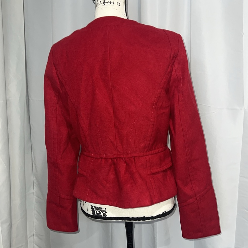 Express Red Collarless Jacket Blazer - image 3